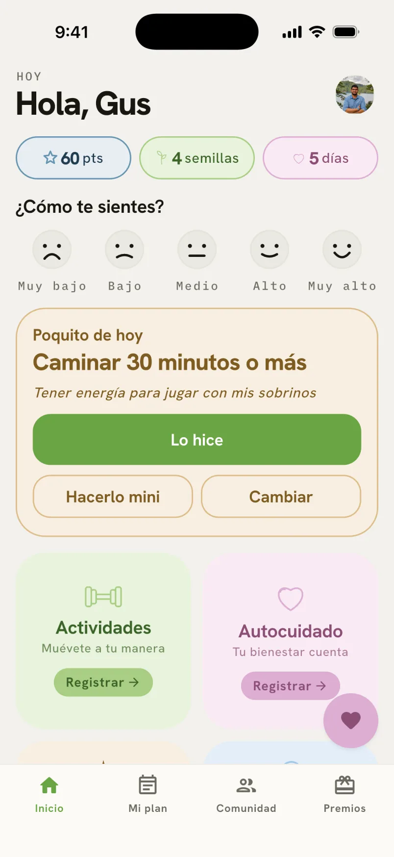 Inicio de Poquito: el poquito de hoy con Lo hice, Hacerlo mini y Cambiar